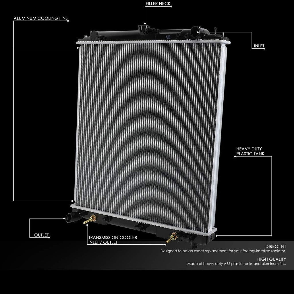 OEM-RA-2807 1-Row OE Style Aluminum Cooling Radiator Compatible with 05-18 Frontier / 05-12 Pathfinder AT, 27-3/16" W X 23-5/8 X H X 1-1/4" D, 1-3/8" Inlet, 1-3/8" Outlet