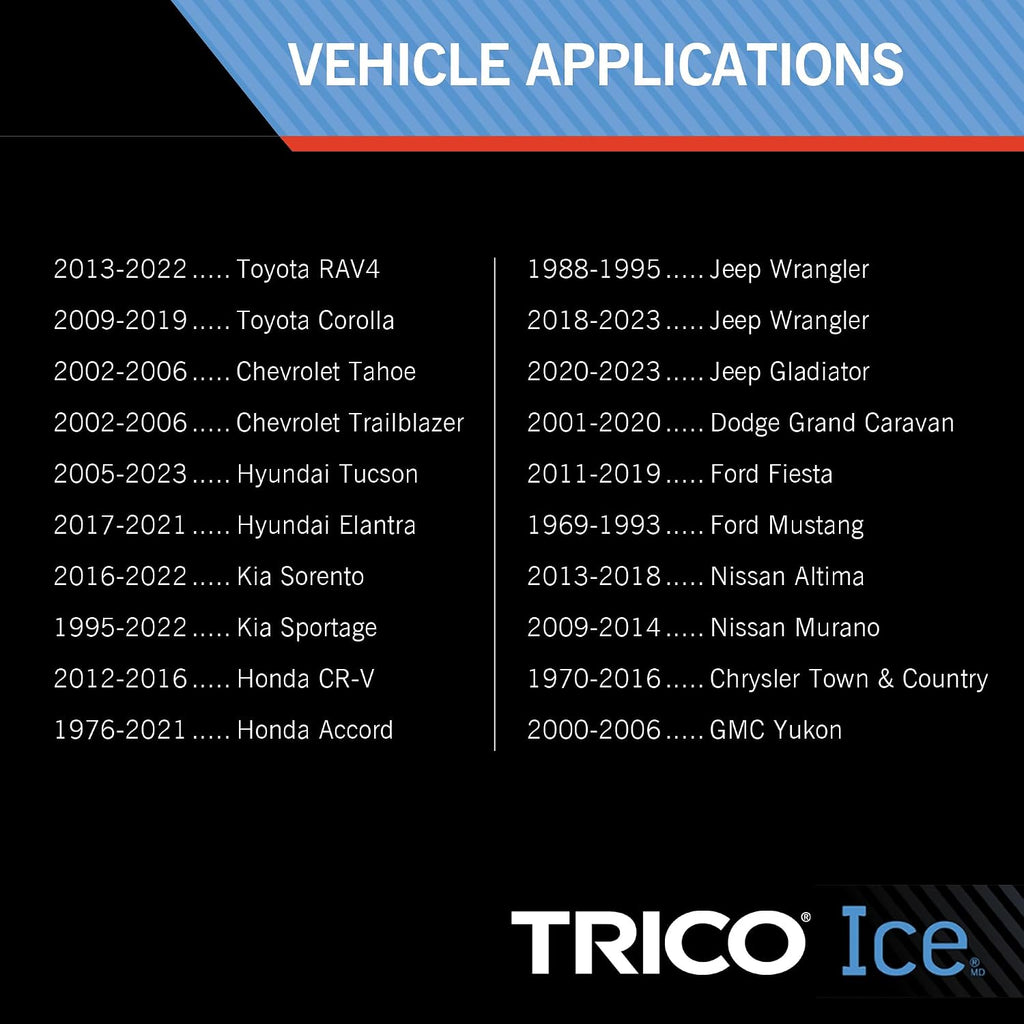 TRICO ICE Wiper Blade 18 inch Fits Select Chevrolet, Ford, Toyota, Honda, Jeep, Hyundai, Nissan, Mazda, Kia, GMC, Dodge, Model Years (35-180)