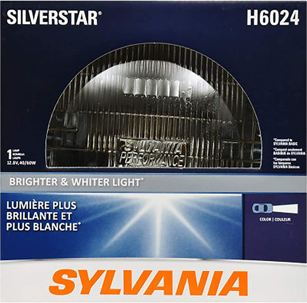 SYLVANIA H6024 SilverStar High Performance Halogen Sealed Beam Headlight (7" Round) PAR56, (Contains 1 Bulb), White (H6024ST.BX)