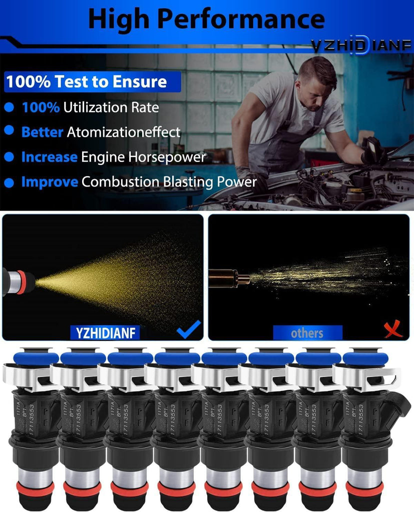YZHIDIANF 17113553 Fuel Injectors FJ315 Fits for:-Chevy 1500 2500 3500 Tahoe for:-Cadillac Escalade for:-GMC Sierra Yukon for:-Buick Rainer 4.8L 5.3L 6.0L 2001 2002 2003 2004 2005 2006 (8pcs)