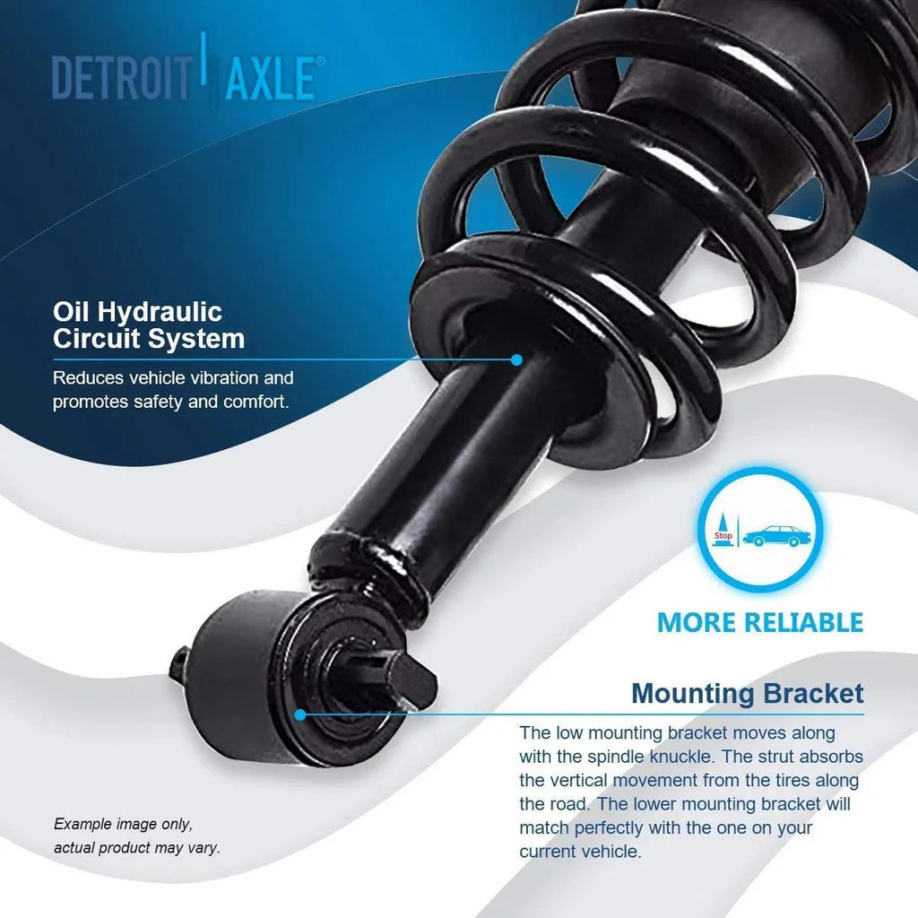 Detroit Axle - Front Struts w/Coil Spring Assembly Replacement for Chevy GMC Silverado Sierra Suburban Yukon XL 1500 Tahoe Avalanche Cadillac Escalade - 2pc Set