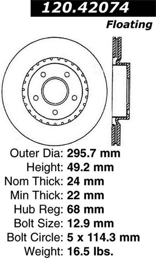 StopTech 127.42074R Sport Drilled/Slotted Brake Rotor (Front Right), 1 Pack