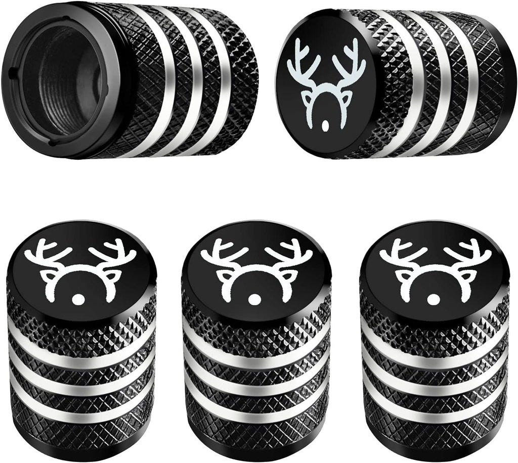 Tire Valve Stem Cap Cover - (5 Pack) Tire Air Cap Metal with Plastic Liner Corrosion Resistant Leak-Proof American Flag for Car Truck Motorcycle Bike Black