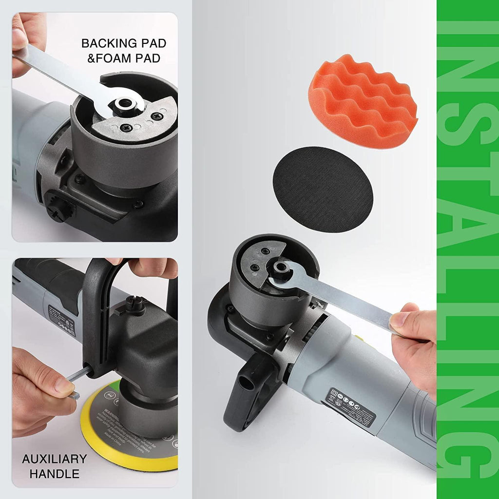 WORKPRO Car Buffer Polisher Kit, 6400RPM 6 Inch Dual Action Polisher with 6 Variable Speeds, 7A Orbital Buffer Polisher, Orbital Buffer Polisher for Car Detailing, Waxing, Scratch Removing