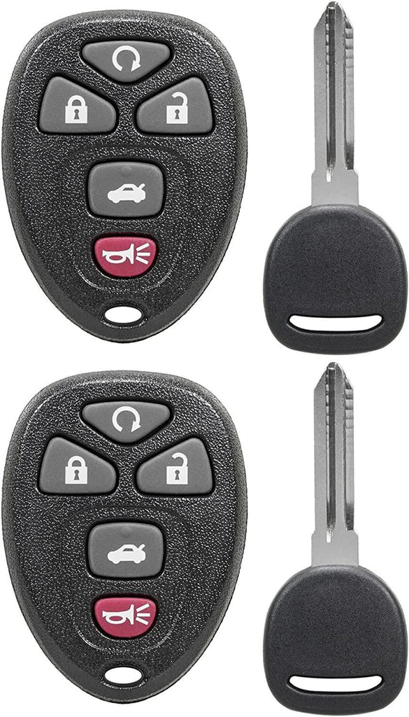 Key Fob Keyless Entry Remote Replacement fits Chevy Express Equinox Tahoe Traverse/Buick Enclave/GMC Acadia Yukon Sierra/Hummer H2(15912860, 22952176, OUC60270) with Uncut Trunk Car Key Fob-2 Pack