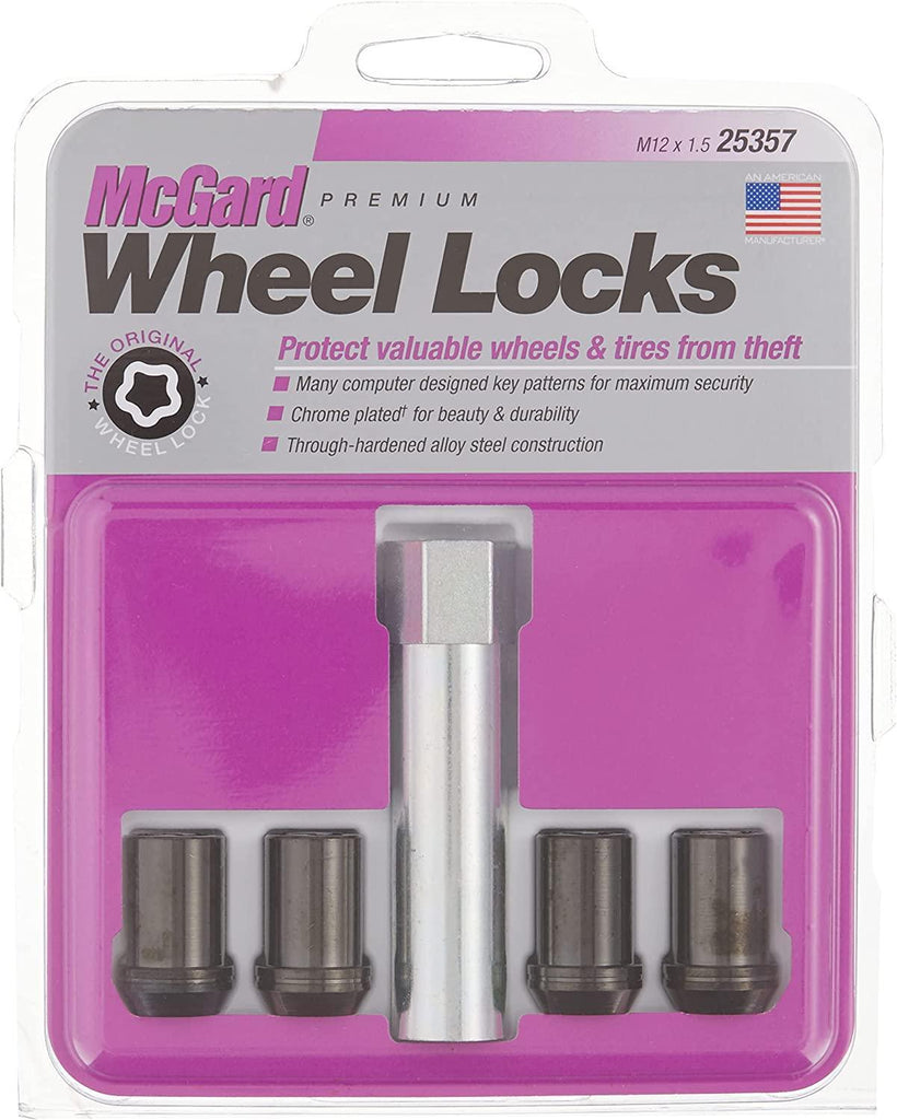 McGard 25257 Chrome Tuner Style Cone Seat Wheel Locks (M12 x 1.5 Thread Size) - Set of 4