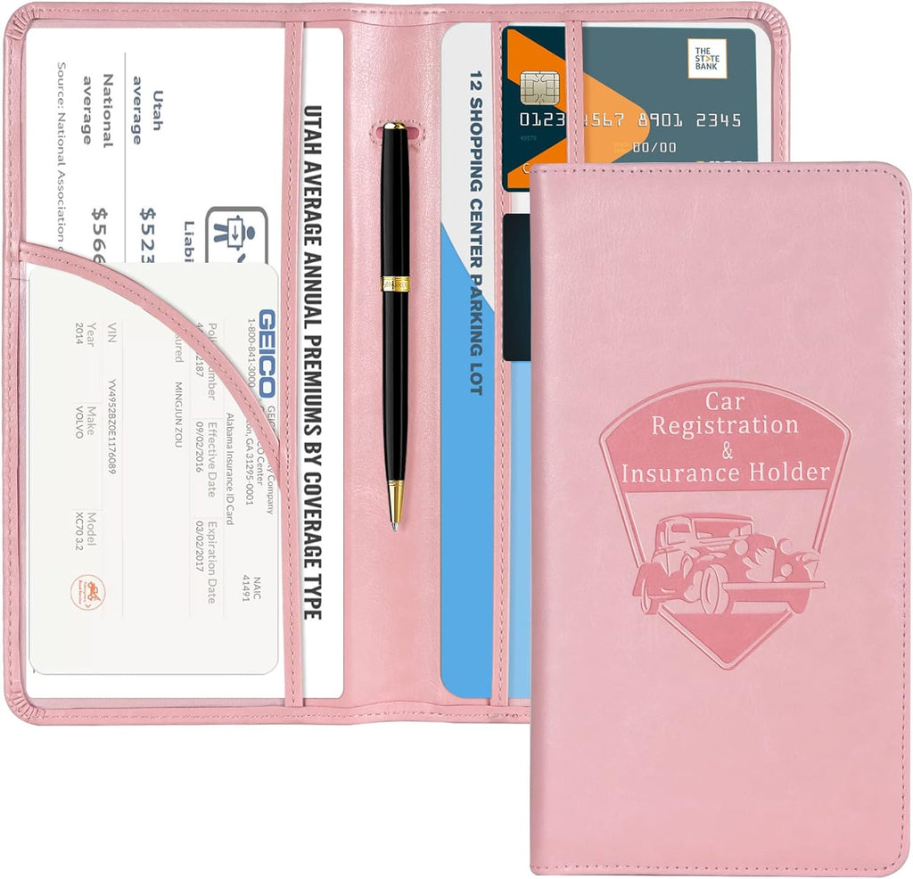 CoBak Car Registration and Insurance Holder - Vehicle Glove Box Car Organizer, Auto Truck Comparment Accessories Case for Essential Document, Driver License, Cards