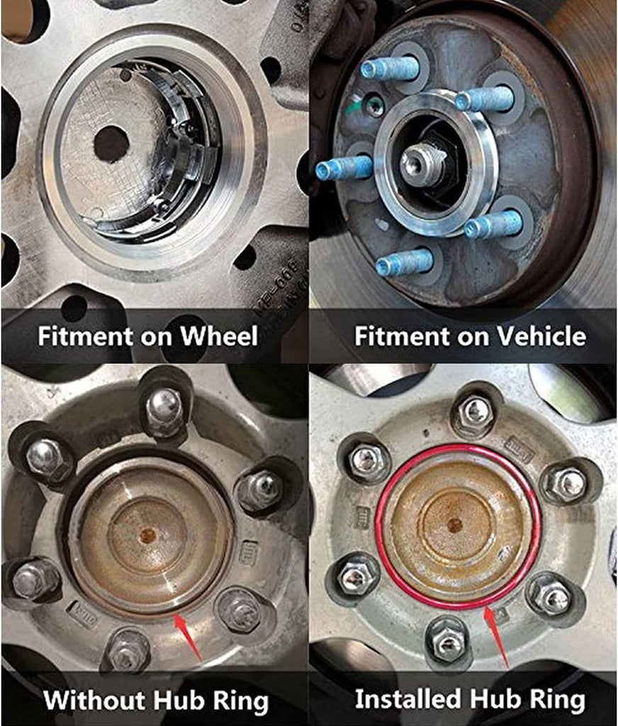 VLAOSCHI Red Alloy Aluminum Hub Centric Rings 106 to 110 - Performance Wheel Hubcentric Rings for 106mm Vehicle Hub with 110mm Center Bore Rims - Pack of 4
