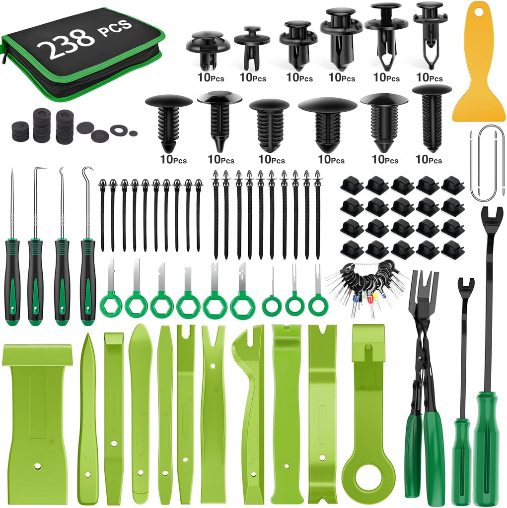 GOOACC - GRC-33 240PCS Bumper Retainer Clips Car Plastic Rivets Fasteners Push Retainer Kit Most Popular Sizes Auto Push Pin Rivets Set -Door Trim Panel Fender Clips for GM Ford Toyota Honda Chrysler