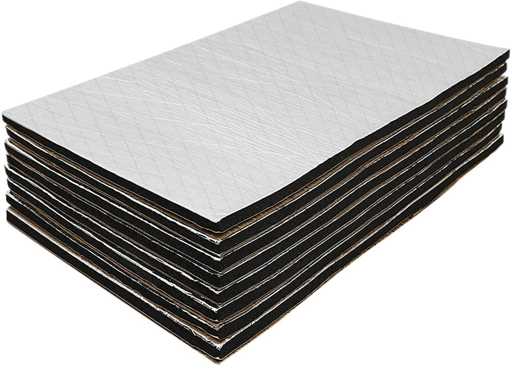 GOSCHE 197mil 36 sqft Sound Deadening Mat, 5mm Sound Deadening Heat Shield Insulation Mat with Self-Adhesive PE Foam Dampening Material for Car Hood Trim Roof Door 9.8″x 15.7″(34-Piece)