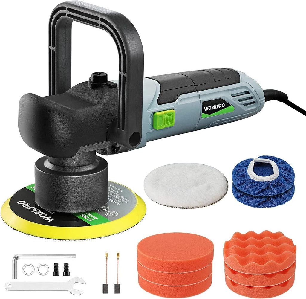 WORKPRO Car Buffer Polisher Kit, 6400RPM 6 Inch Dual Action Polisher with 6 Variable Speeds, 7A Orbital Buffer Polisher, Orbital Buffer Polisher for Car Detailing, Waxing, Scratch Removing