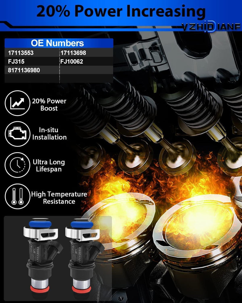 YZHIDIANF 17113553 Fuel Injectors FJ315 Fits for:-Chevy 1500 2500 3500 Tahoe for:-Cadillac Escalade for:-GMC Sierra Yukon for:-Buick Rainer 4.8L 5.3L 6.0L 2001 2002 2003 2004 2005 2006 (8pcs)