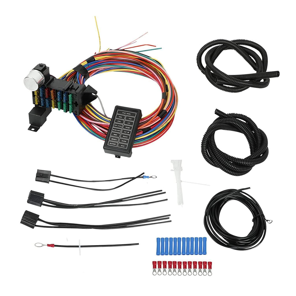 14 Fuse 12-14 Circuit Wiring Harness Racing GXL Copper Wire Street Rods Hot Rods Race Cars Universal
