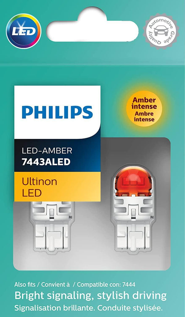 Philips 7443ALED Ultinon LED Bulb (Amber), 2 Pack