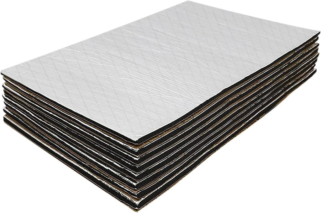 GOSCHE 197mil 36 sqft Sound Deadening Mat, 5mm Sound Deadening Heat Shield Insulation Mat with Self-Adhesive PE Foam Dampening Material for Car Hood Trim Roof Door 9.8″x 15.7″(34-Piece)