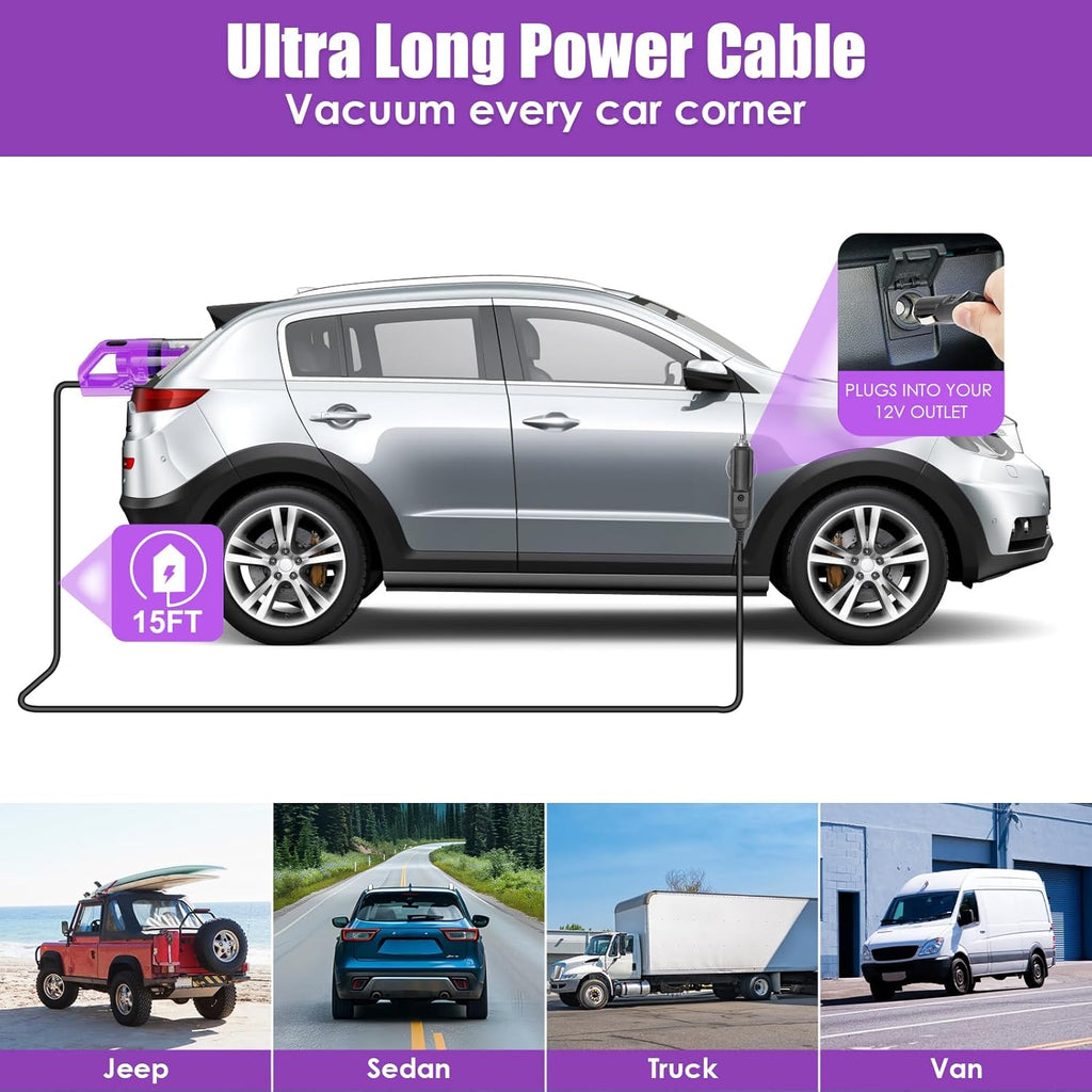 Viewsun 17pcs Car Cleaning Kit, Pink Car Interior Detailing Kit with High Power Handheld Vacuum, Detailing Brush Set, Windshield Cleaner, Cleaning Gel, Complete Auto Accessories for Women Gift