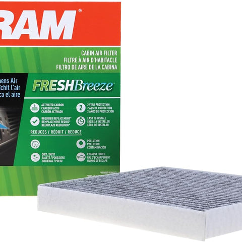 FRAM Fresh Breeze Cabin Air Filter Replacement for Car Passenger Compartment w/ Arm and Hammer Baking Soda, Easy Install, CF10134 for Honda Vehicles, white