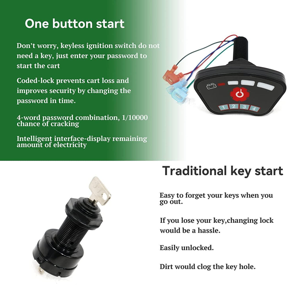YUWEIDG0769 Lgnition Switch, Keyless Lgnition Key Switch for 36V-48V Golf Cart, EZGO/Yamaha/Club Car Replacement Golf Cart Keys