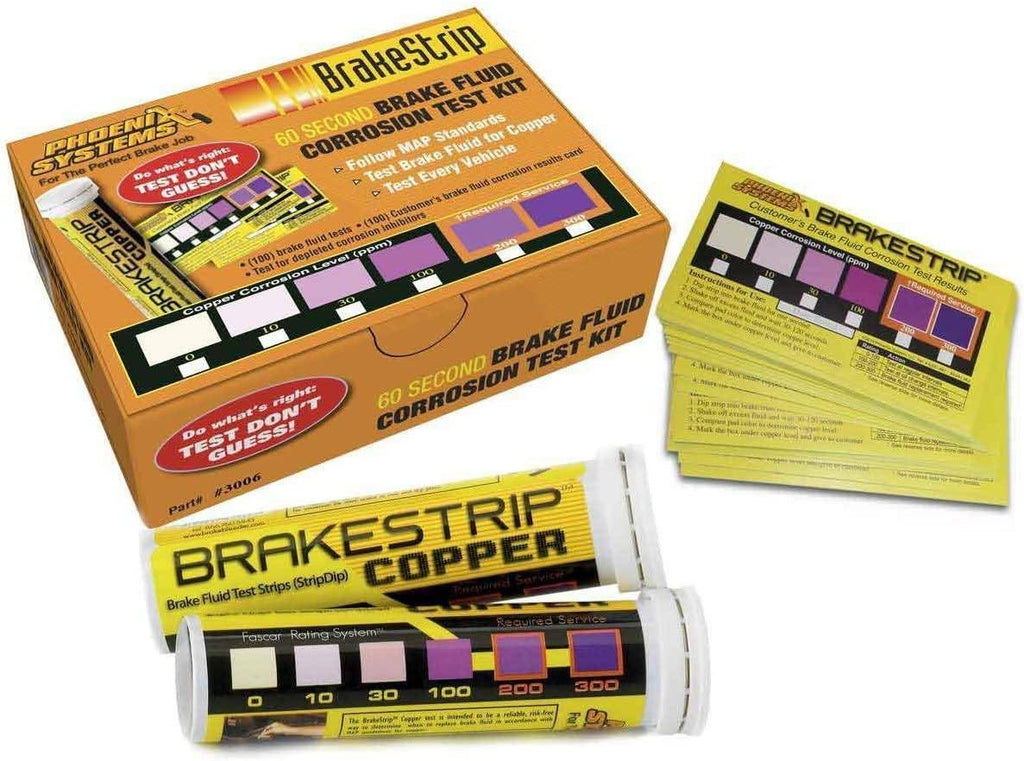 Phoenix Systems (3006-B) Brake Fluid Test Strip Kit, 100 Test Strips and 100 Rating Cards, BrakeStrip, FASCAR