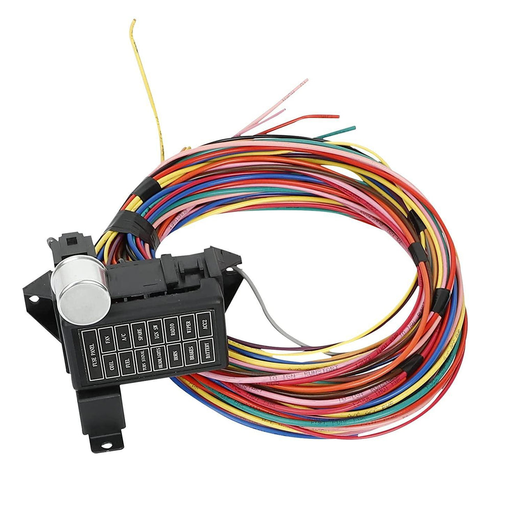 14 Fuse 12-14 Circuit Wiring Harness Racing GXL Copper Wire Street Rods Hot Rods Race Cars Universal