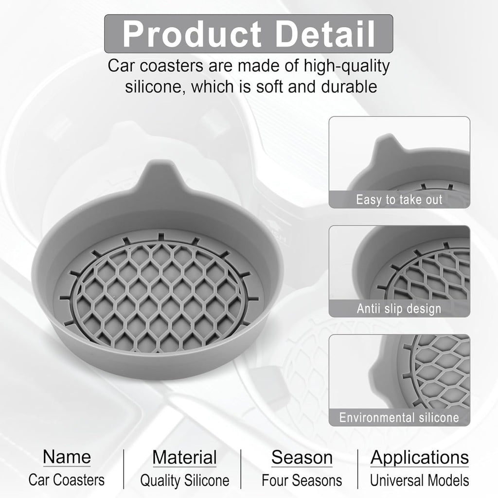 SINGARO Car Cup Holder Coaster, Silicone Cup Holder Insert, Universal Non-Slip Cup Holders, Car Accessories Interior for Women and Man Interior Sets 4 Pack Black
