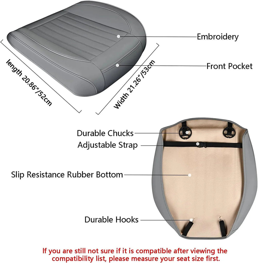 Cusaota 1 Piece Car Seat Covers Protectors for Front Seat Bottoms, Luxury PU Leather Car Interior Seat Cushion Pad Mat, Compatible with 90% Vehicles (Sedan SUV Truck Jeep ) (Gray-1Piece)