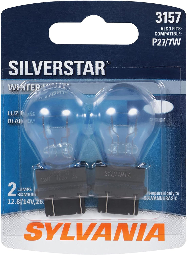SYLVANIA - 3157  3157ST.BP2 SilverStar Mini Bulb - Brighter and Whiter Light, Ideal for Daytime Running Lights (DRL) and Back-Up/Reverse Lights (Contains 2 Bulbs)