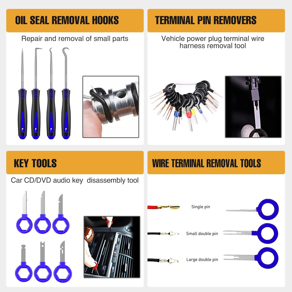 GOOACC - GRC-33 240PCS Bumper Retainer Clips Car Plastic Rivets Fasteners Push Retainer Kit Most Popular Sizes Auto Push Pin Rivets Set -Door Trim Panel Fender Clips for GM Ford Toyota Honda Chrysler
