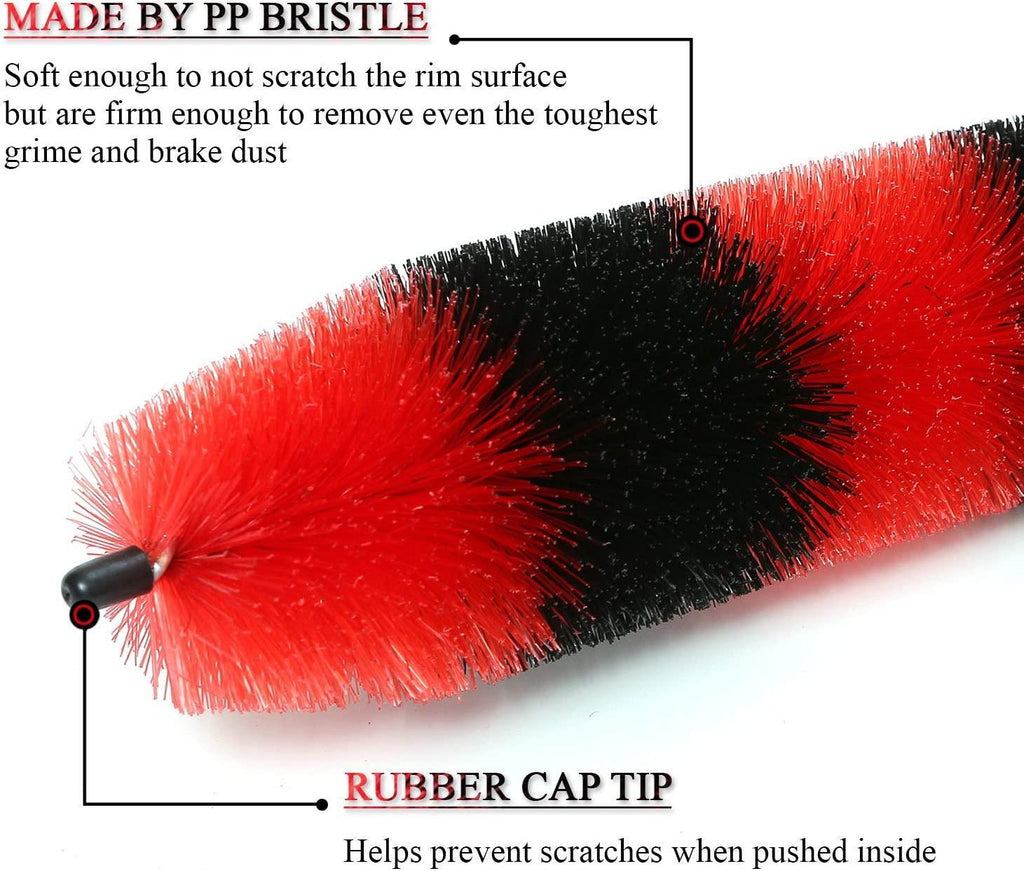 Master Wheel Brush, Easy Reach Wheel and Rim Detailing Brush 18’’ Long Soft Bristle by TAKAVU, Car Wheel Brush, Rim Tire Detail Brush,Multipurpose use for Wheels,Rims,Exhaust Tips,Motorcycles