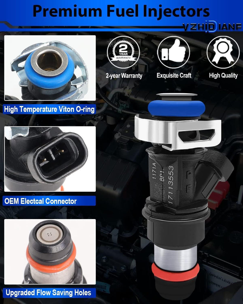 YZHIDIANF 17113553 Fuel Injectors FJ315 Fits for:-Chevy 1500 2500 3500 Tahoe for:-Cadillac Escalade for:-GMC Sierra Yukon for:-Buick Rainer 4.8L 5.3L 6.0L 2001 2002 2003 2004 2005 2006 (8pcs)