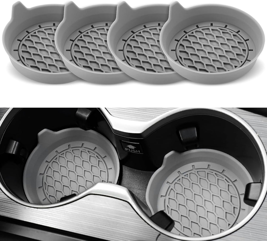 SINGARO Car Cup Holder Coaster, Silicone Cup Holder Insert, Universal Non-Slip Cup Holders, Car Accessories Interior for Women and Man Interior Sets 4 Pack Black