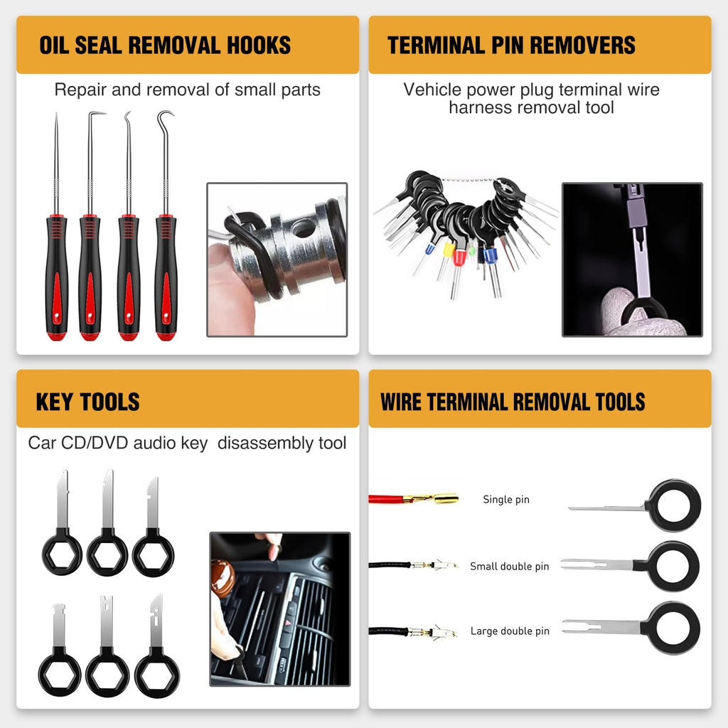 GOOACC - GRC-33 240PCS Bumper Retainer Clips Car Plastic Rivets Fasteners Push Retainer Kit Most Popular Sizes Auto Push Pin Rivets Set -Door Trim Panel Fender Clips for GM Ford Toyota Honda Chrysler