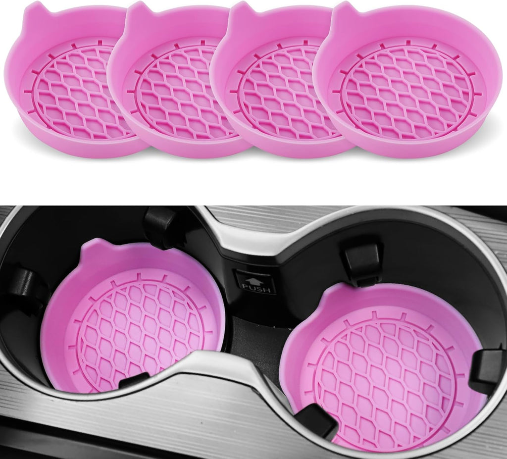 SINGARO Car Cup Holder Coaster, Silicone Cup Holder Insert, Universal Non-Slip Cup Holders, Car Accessories Interior for Women and Man Interior Sets 4 Pack Black