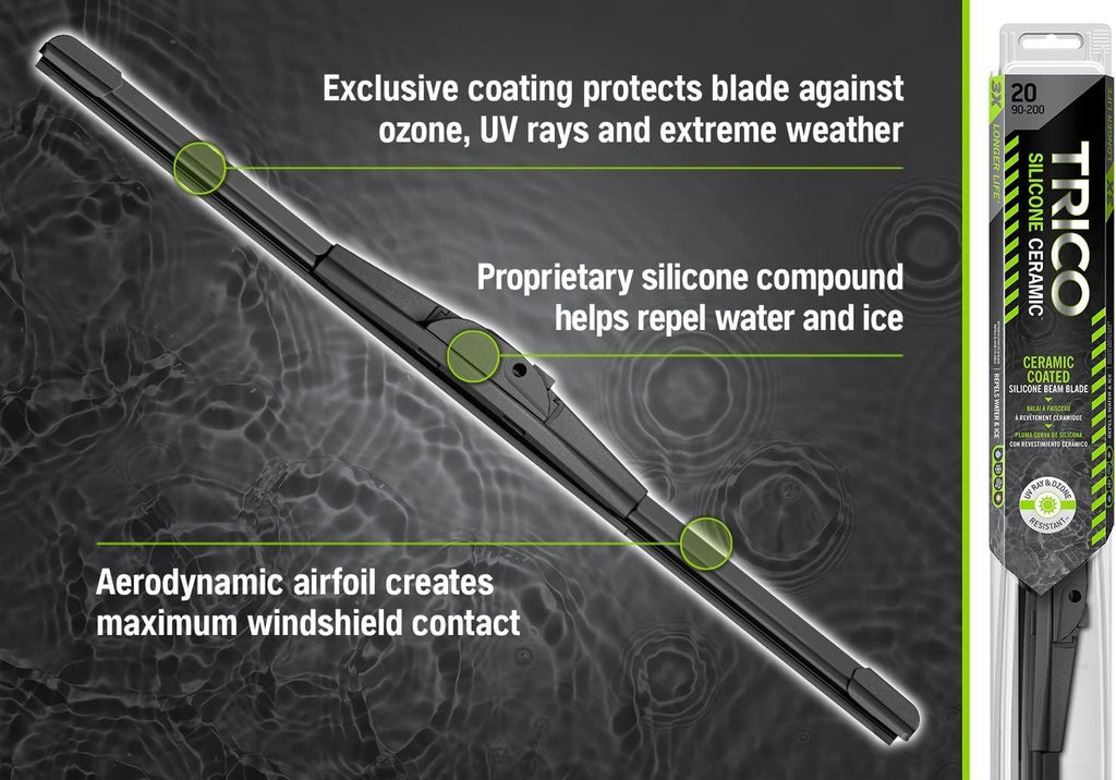 Trico Silicone Ceramic 28 inch Automotive Replacement Windshield Wiper Blade, Ceramic Coated Silicone Super Premium All Weather Beam Blade (90-280), Black