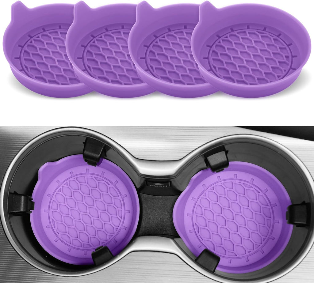 SINGARO Car Cup Holder Coaster, Silicone Cup Holder Insert, Universal Non-Slip Cup Holders, Car Accessories Interior for Women and Man Interior Sets 4 Pack Black