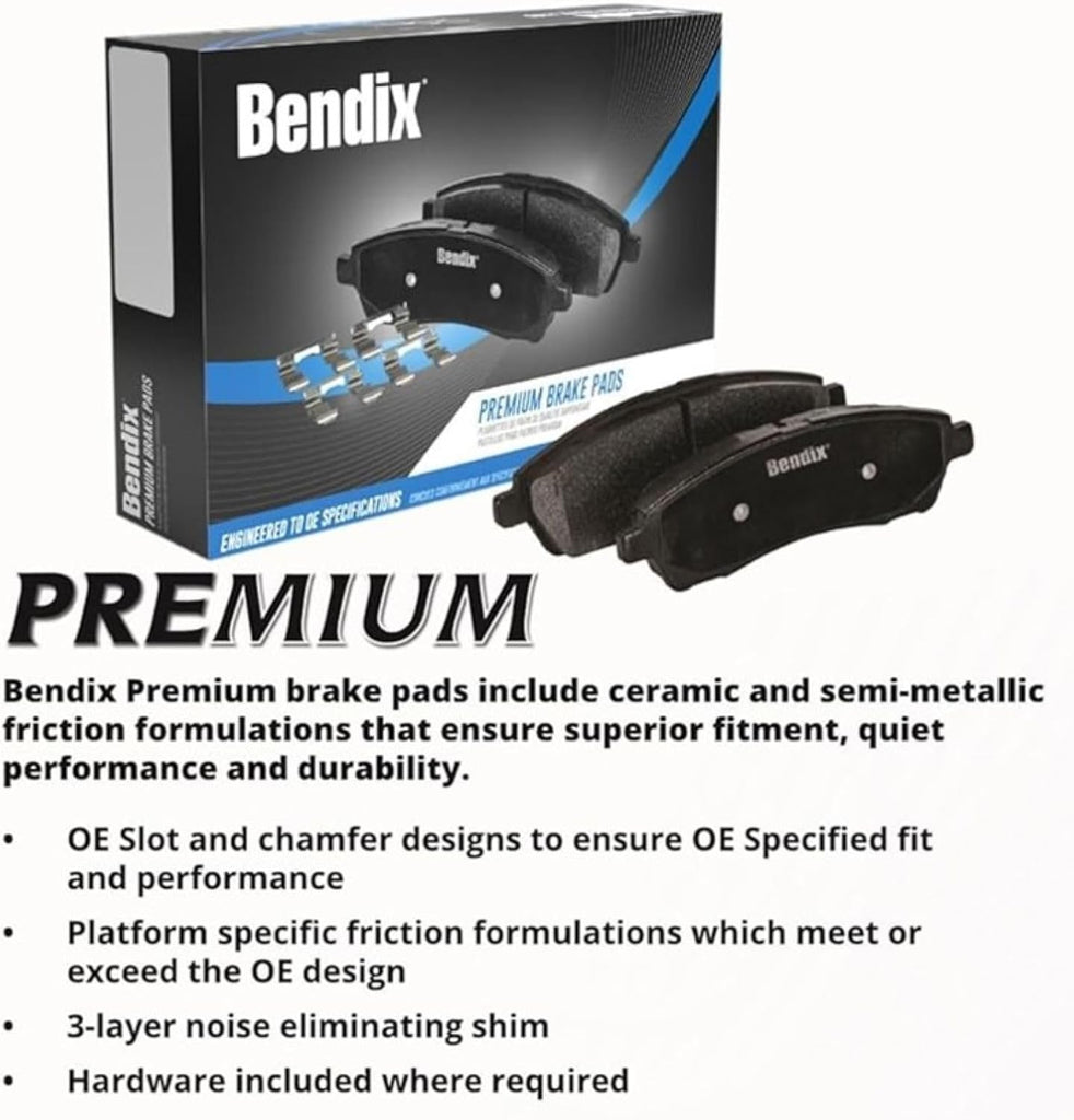 Bendix Premium SBC11 Ceramic Front Brake Pads for Select Models Dodge Dart,Ford Fairlane,Falcon,Sedan Delivery,Mustang,Ranchero,Mercury Comet,Cougar,Cyclone,Plymouth Barracuda,Duster,Scamp,Valiant