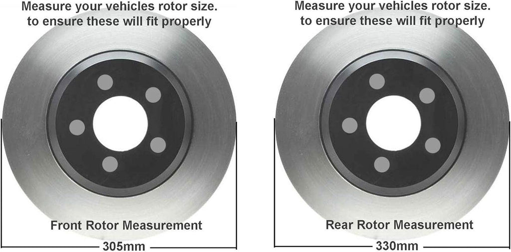 Detroit Axle - Brake Kit for Silverado Sierra Suburban Yukon XL Avalanche 1500 Tahoe Escalade ESV EXT Replacement Front Rear Brakes Rotor Ceramic Brake Pads : 12 Inch Front and 12.99 Inch Rear Rotors