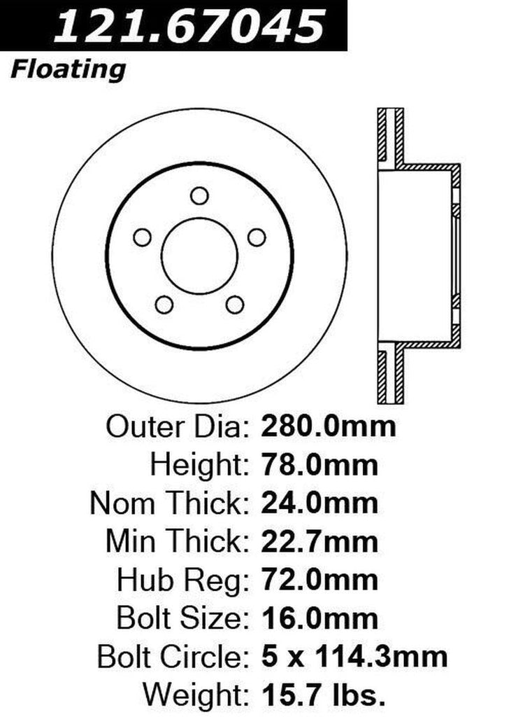 Centric Front Disc Brake Rotor for Jeep (121.67045)