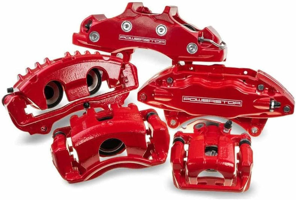 Front S2668 Pair of High-Temp Red Powder Coated Calipers