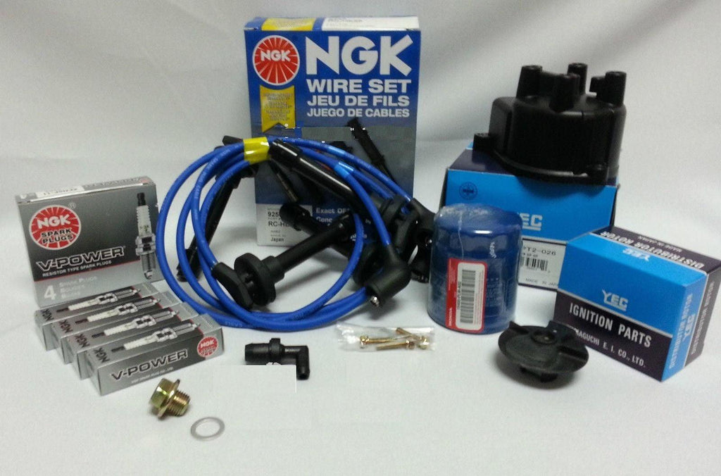 Cap-Rotor-Ngk Wires-Spark Plug PCV Tine up Kit 88-91 Honda Civic CRX D16A6