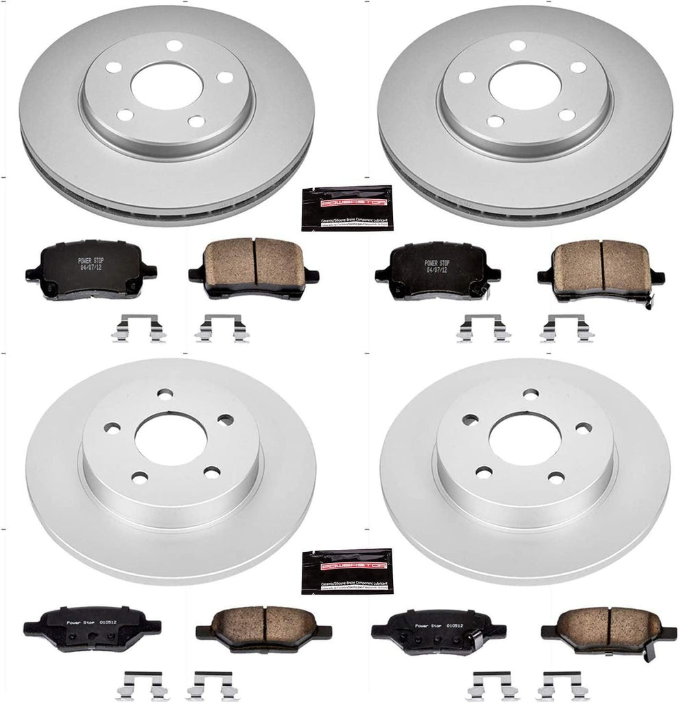 CRK1618 Coated Brake Rotor & Ceramic Brake Pads- Front & Rear