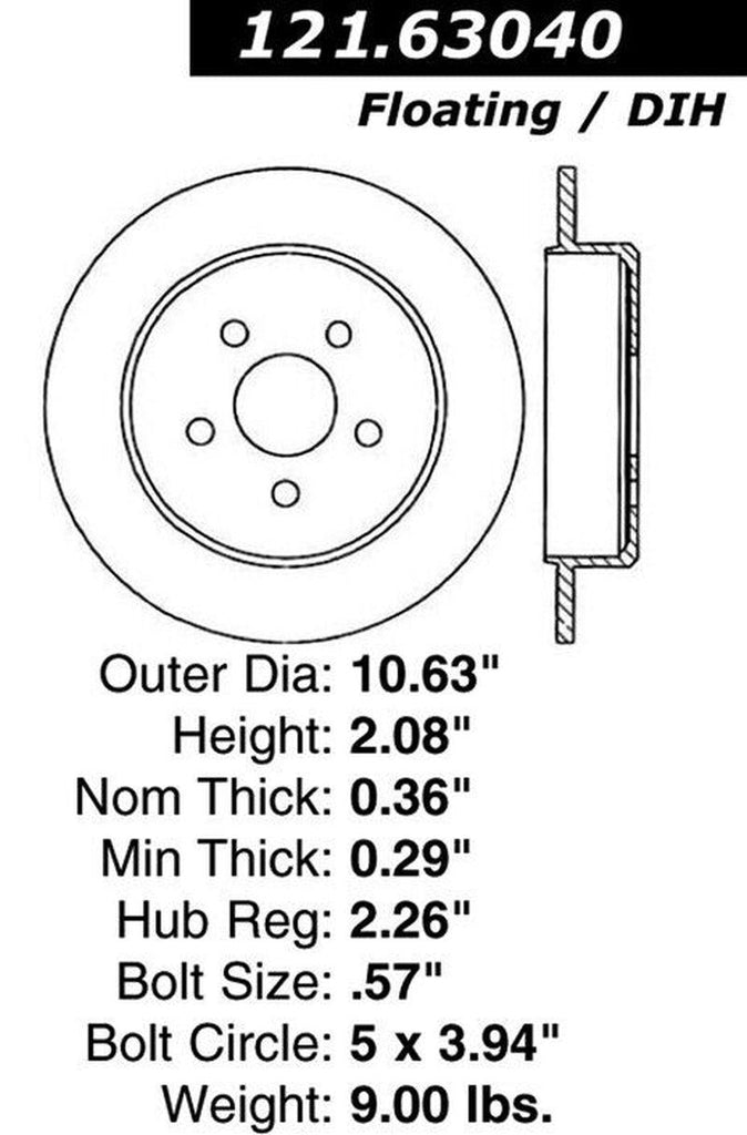 Centric Rear Disc Brake Rotor for PT Cruiser, Neon (121.63040)
