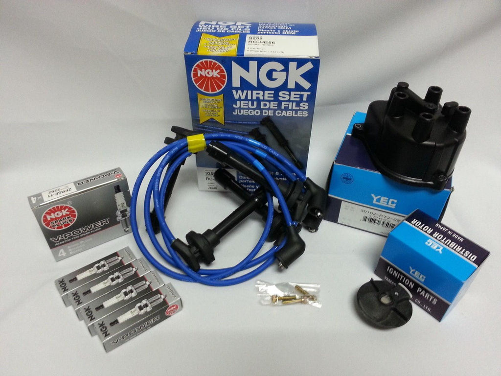 IGNITION KIT for HONDA CIVIC NGK SPARK PLUGS WIRE SET YEC CAP ROTOR JAPAN DX EX