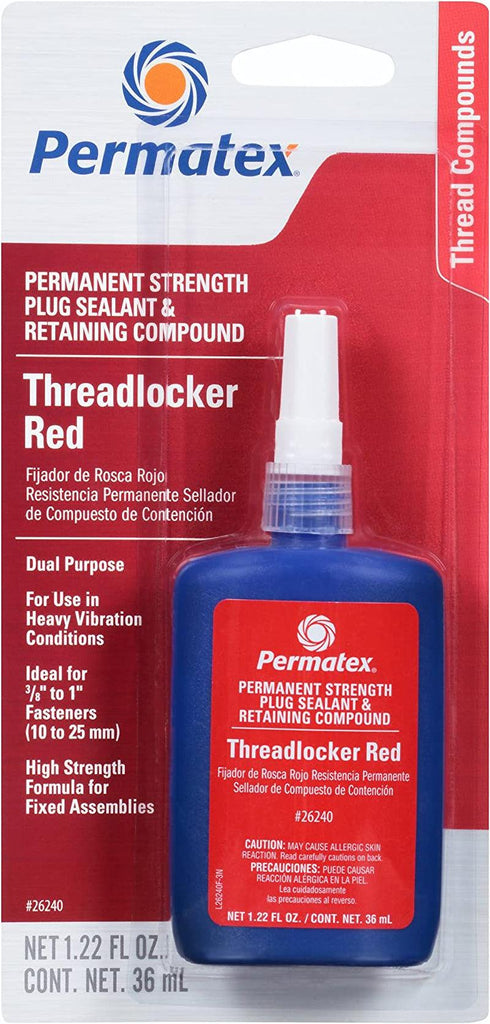 Permatex 26240 Permanent Strength Threadlocker Red, 36 Ml Bottle