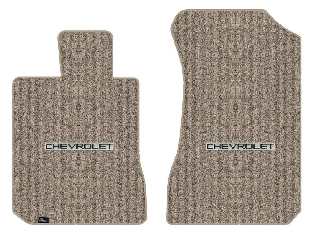 Lloyd Berber Front Carpet Mats for '73-77 Chevy Laguna W/Chevy Black on Silver