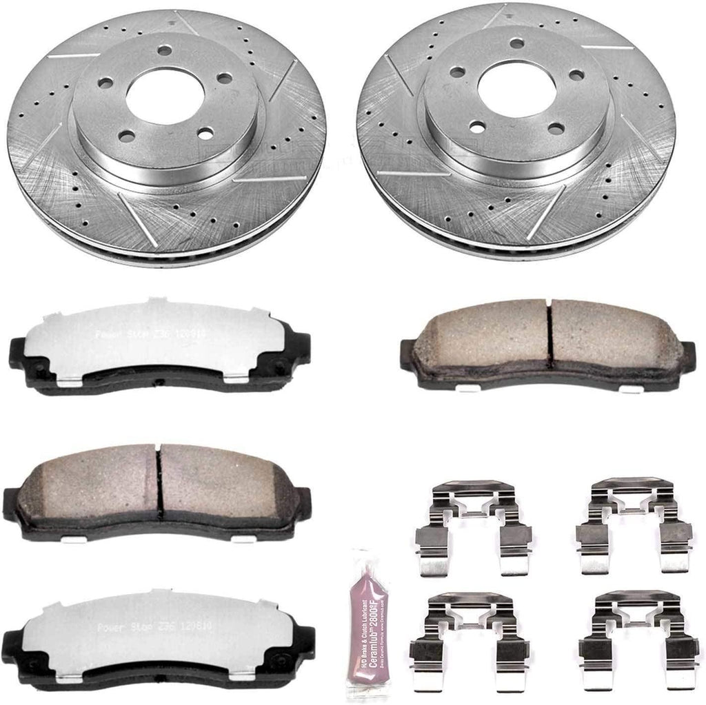 Power Stop K1576-36 Front Z36 Truck & Tow Brake Kit, Carbon Fiber Ceramic Brake Pads and Drilled/Slotted Brake Rotors