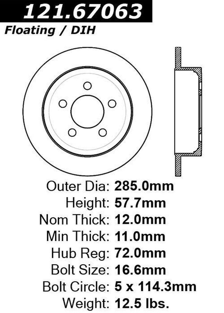 Centric Rear Disc Brake Rotor for Jeep (121.67063)