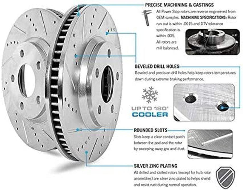 K179 Rear Z23 Carbon Fiber Brake Pads with Drilled & Slotted Brake Rotors Kit