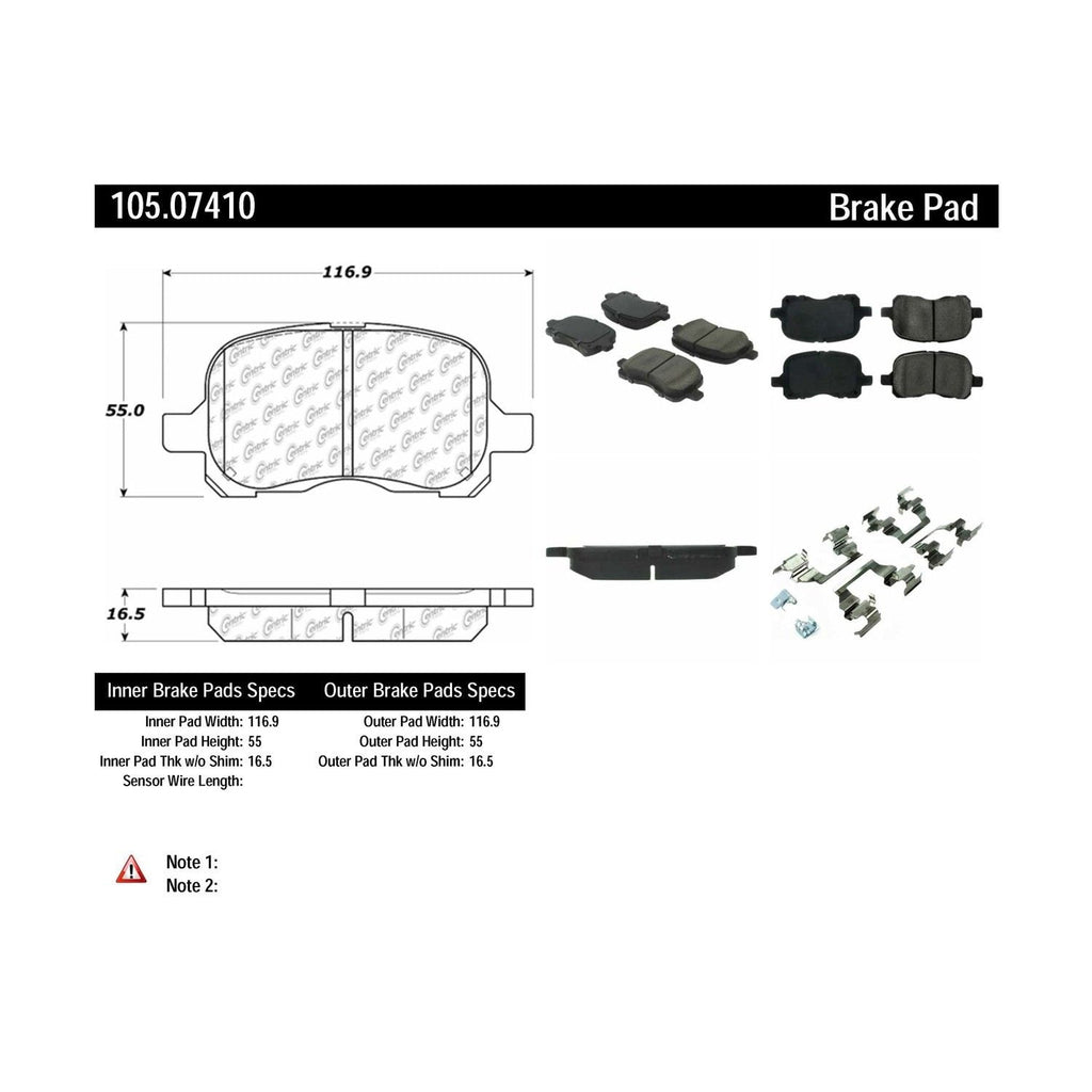 Centric Parts 105.07410 Posi Quiet Ceramic Disc Brake Pad with Shims and Hardware