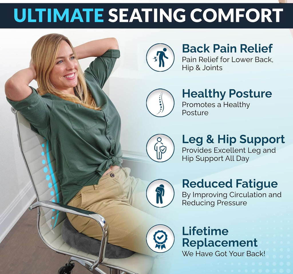 ComfiLife Premium Gel & Memory Foam Seat Cushion – Doctor Recommended Office Chair Cushion, Car Seat Cushion – Chair Cushions for Back & Sciatica Pain Relief – Seat Cushions for Office & Desk (Beige)